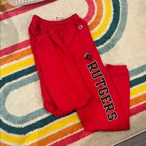 Champion Red Rutgers Track Pants